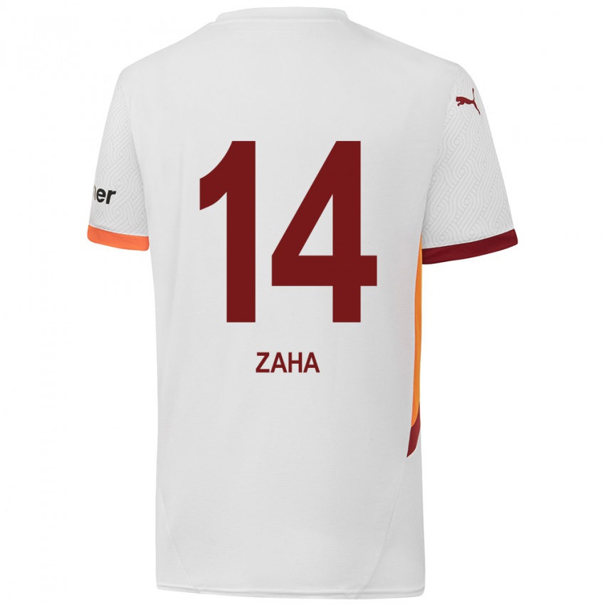 Femme Maillot Wilfried Zaha #14 Blanc Jaune Rouge Tenues Extérieur 2024/25 T-Shirt Belgique