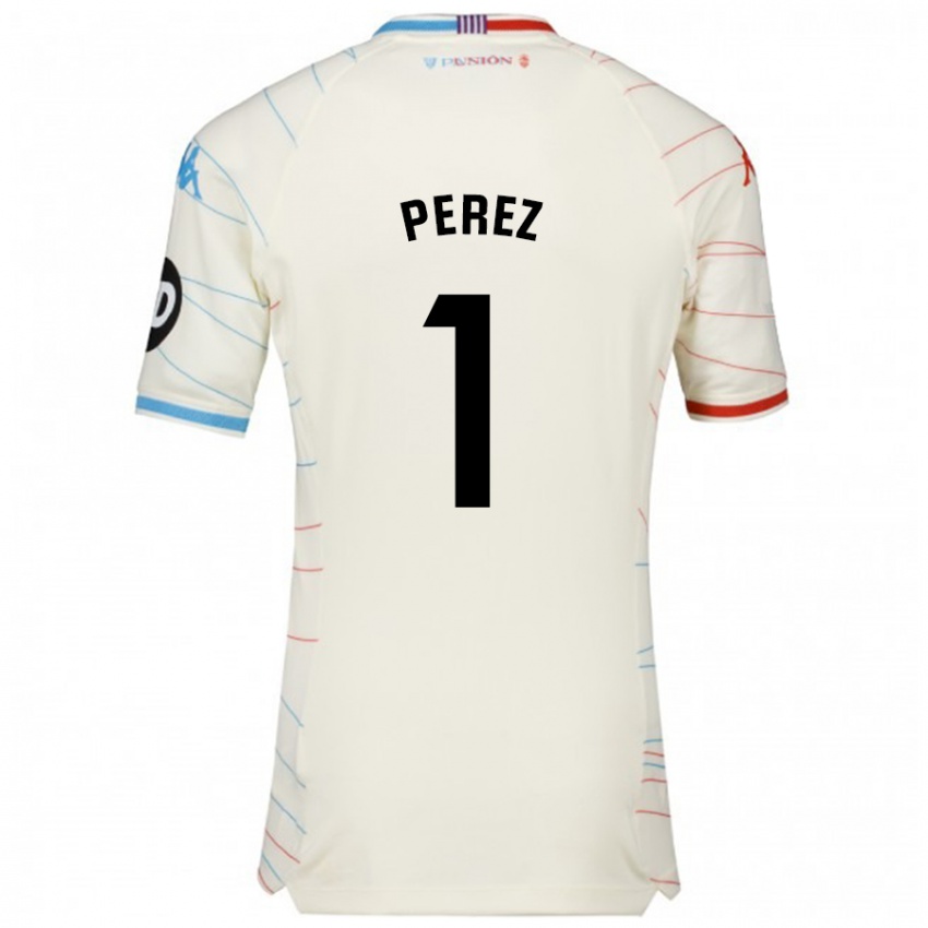 Femme Maillot Fer Pérez #1 Blanc Rouge Bleu Tenues Extérieur 2024/25 T-Shirt Belgique