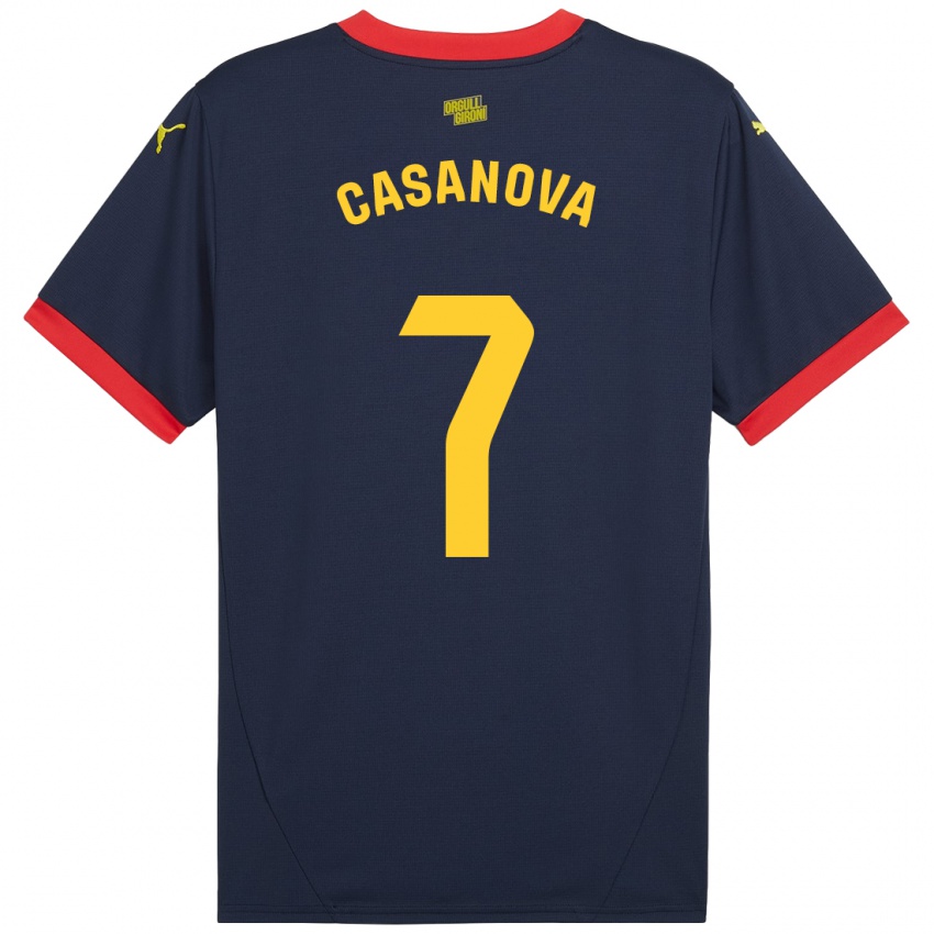 Damen Àstrid Casanova #7 Marinerot Auswärtstrikot Trikot 2024/25 T-Shirt Belgien