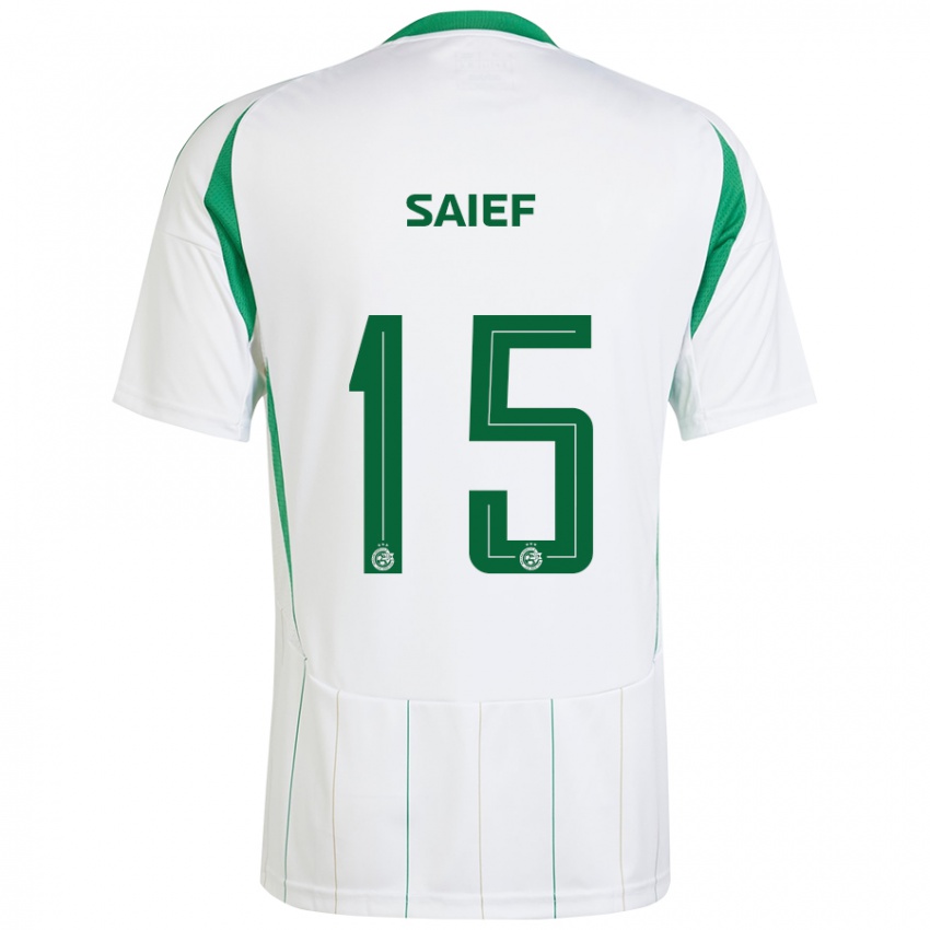 Dames Kenny Saief #15 Witgroen Uitshirt Uittenue 2024/25 T-Shirt België