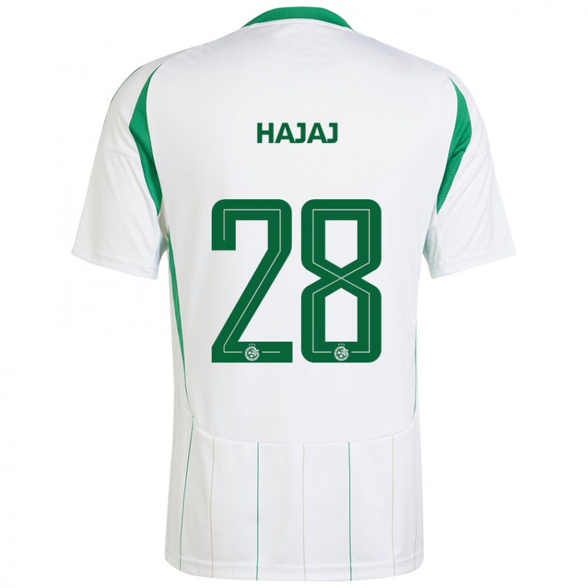 Dames Ilay Hajaj #28 Witgroen Uitshirt Uittenue 2024/25 T-Shirt België