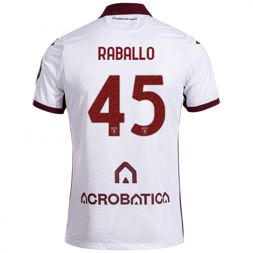 Femme Maillot Alessio Raballo #45 Blanc Marron Tenues Extérieur 2024/25 T-Shirt Belgique