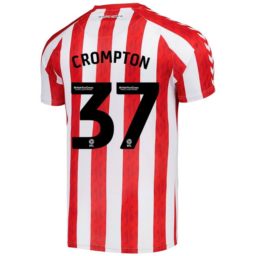 Kinderen Ben Crompton #37 Rood Wit Thuisshirt Thuistenue 2024/25 T-Shirt België