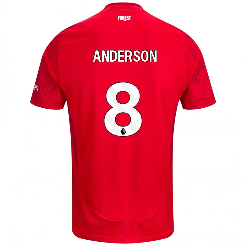 Enfant Maillot Elliot Anderson #8 Rouge Blanc Tenues Domicile 2024/25 T-Shirt Belgique