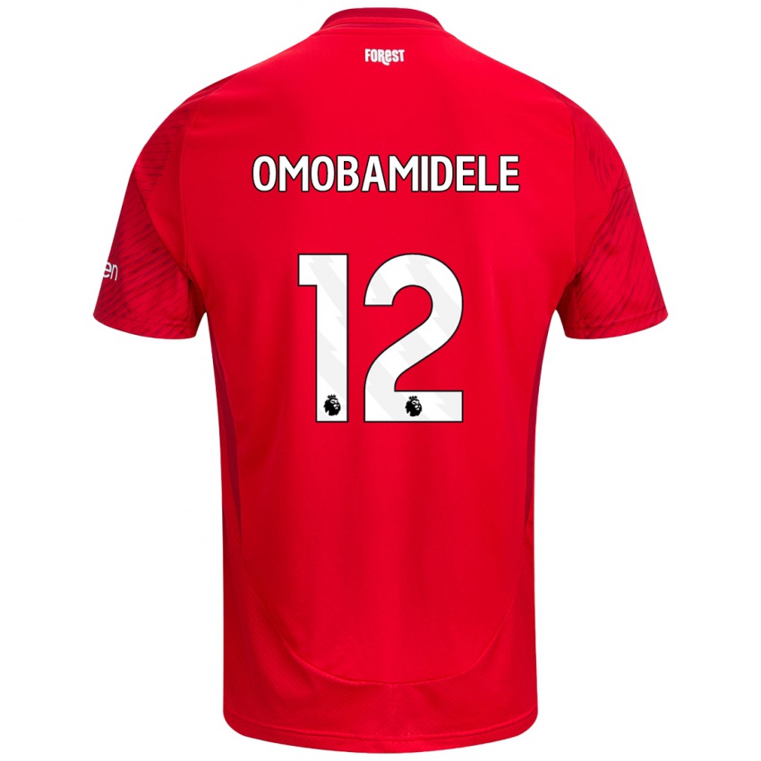 Enfant Maillot Andrew Omobamidele #12 Rouge Blanc Tenues Domicile 2024/25 T-Shirt Belgique