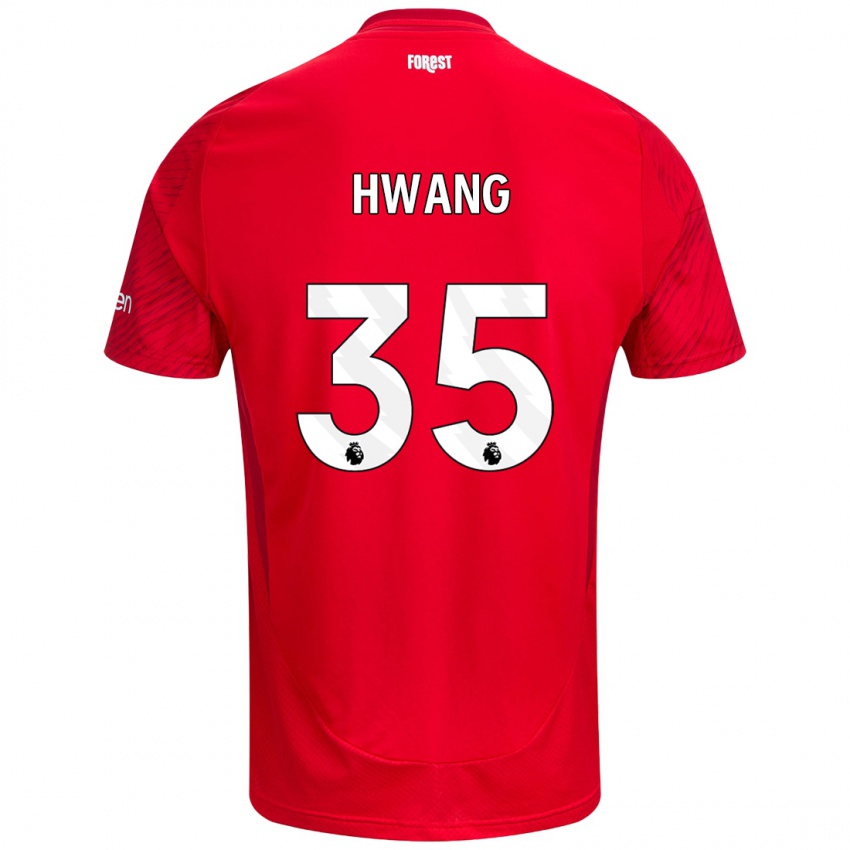 Enfant Maillot Ui-Jo Hwang #35 Rouge Blanc Tenues Domicile 2024/25 T-Shirt Belgique