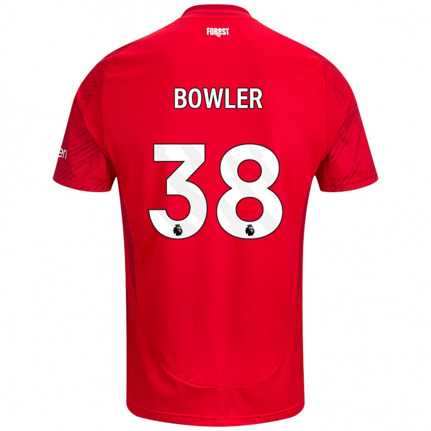 Enfant Maillot Josh Bowler #38 Rouge Blanc Tenues Domicile 2024/25 T-Shirt Belgique