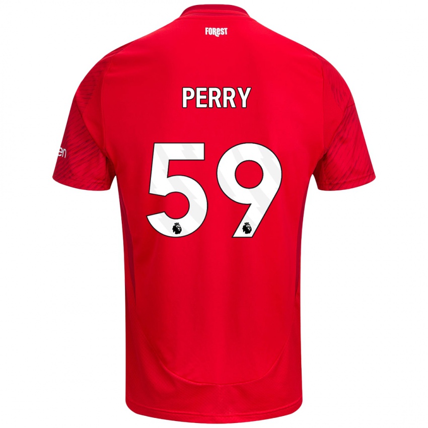 Enfant Maillot Ben Perry #59 Rouge Blanc Tenues Domicile 2024/25 T-Shirt Belgique