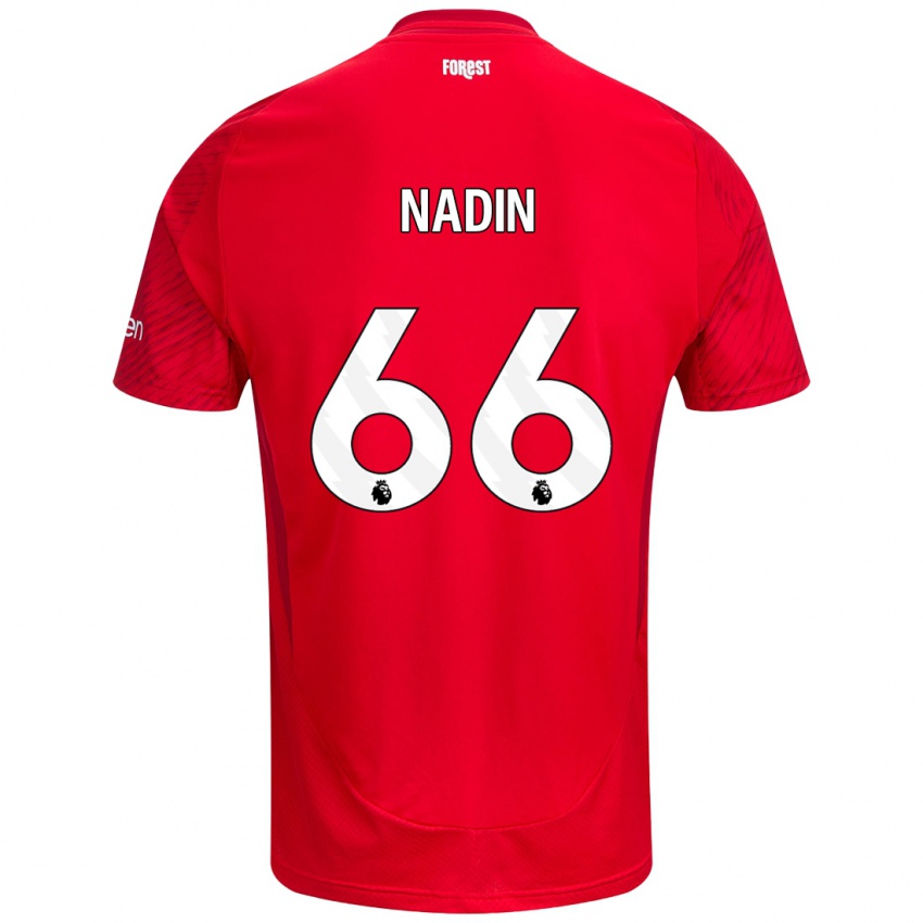 Enfant Maillot Jack Nadin #66 Rouge Blanc Tenues Domicile 2024/25 T-Shirt Belgique