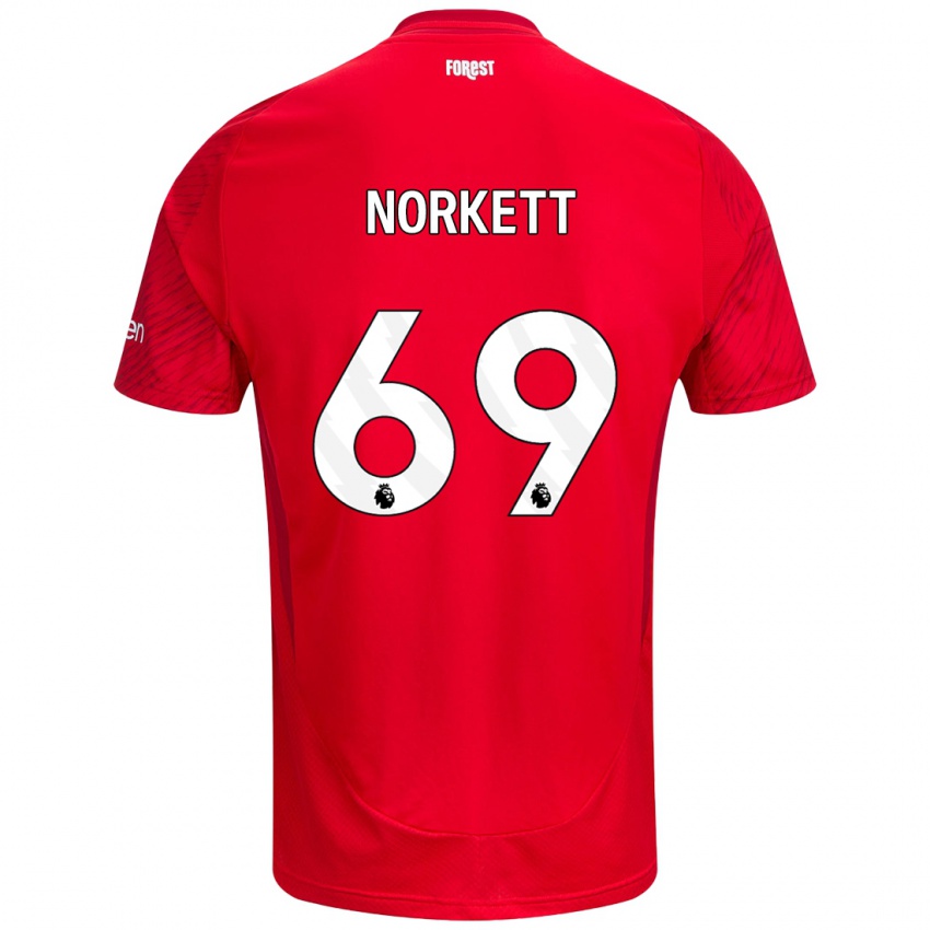 Enfant Maillot Manni Norkett #69 Rouge Blanc Tenues Domicile 2024/25 T-Shirt Belgique