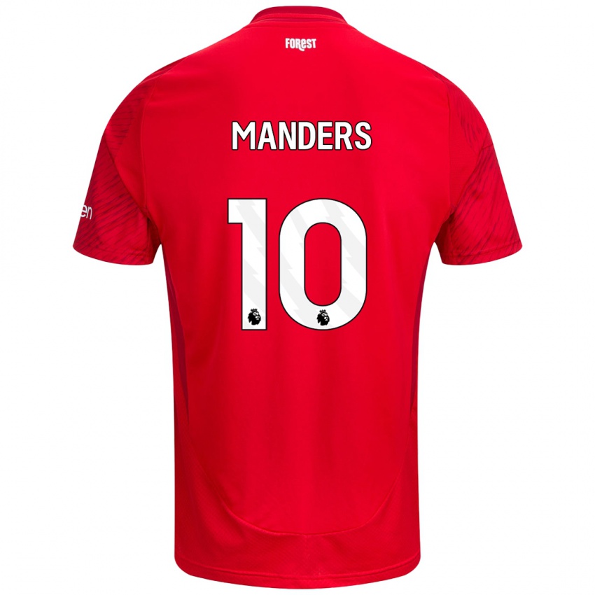 Enfant Maillot Holly Manders #10 Rouge Blanc Tenues Domicile 2024/25 T-Shirt Belgique