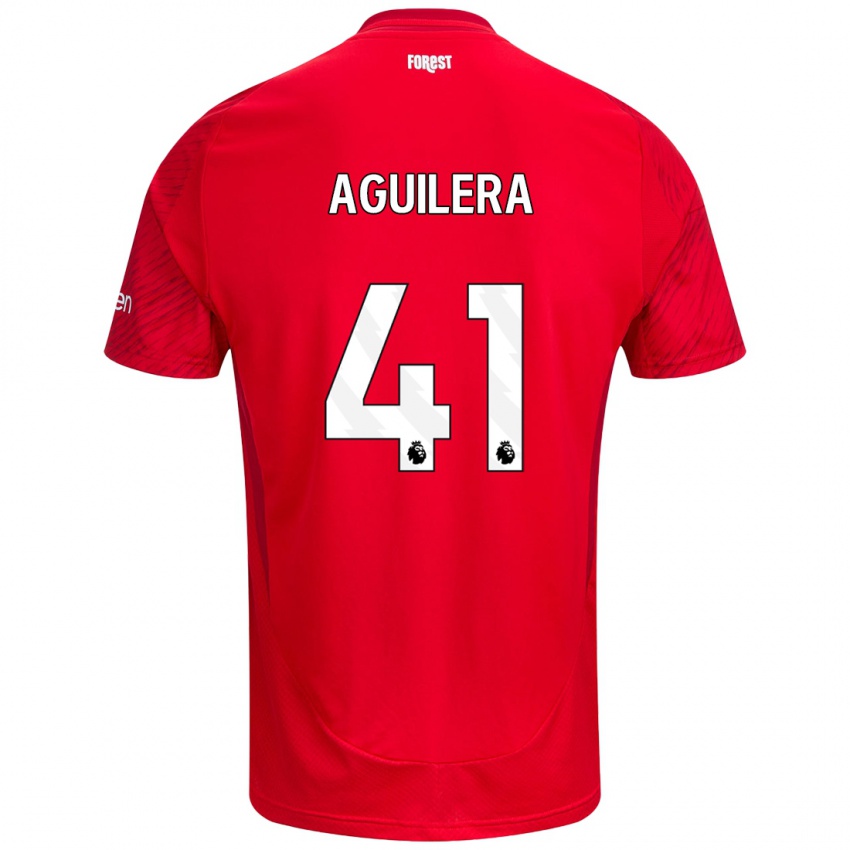 Enfant Maillot Brandon Aguilera #41 Rouge Blanc Tenues Domicile 2024/25 T-Shirt Belgique