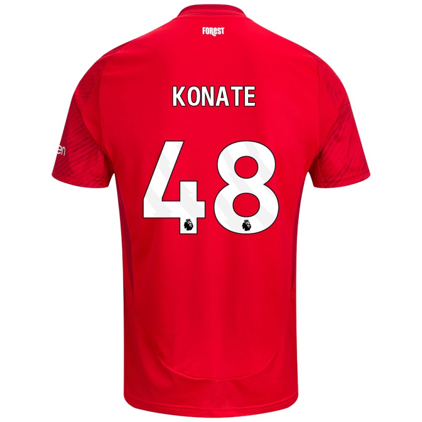 Enfant Maillot Ateef Konaté #48 Rouge Blanc Tenues Domicile 2024/25 T-Shirt Belgique