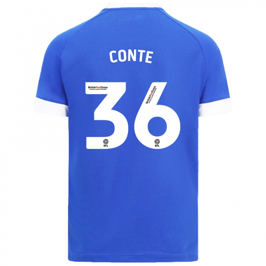 Kinderen Raheem Conte #36 Hemelsblauw Thuisshirt Thuistenue 2024/25 T-Shirt België