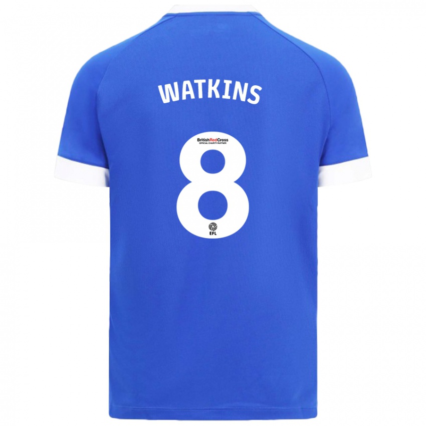 Kinderen Seren Watkins #8 Hemelsblauw Thuisshirt Thuistenue 2024/25 T-Shirt België