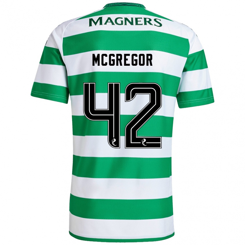 Kinder Callum Mcgregor #42 Grün Weiß Heimtrikot Trikot 2024/25 T-Shirt Belgien