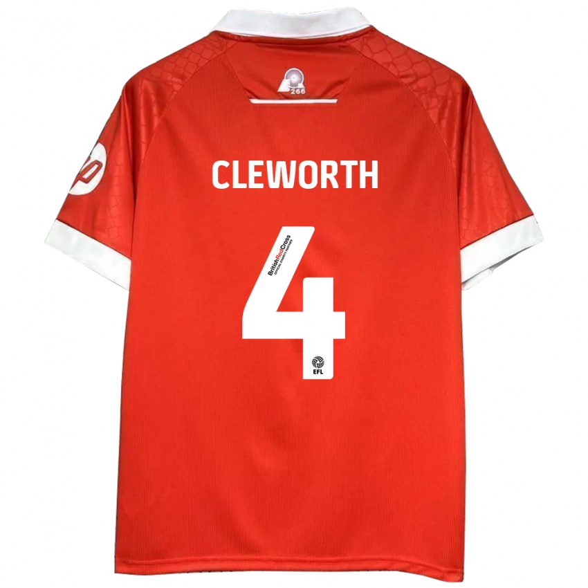 Enfant Maillot Max Cleworth #4 Rouge Blanc Tenues Domicile 2024/25 T-Shirt Belgique