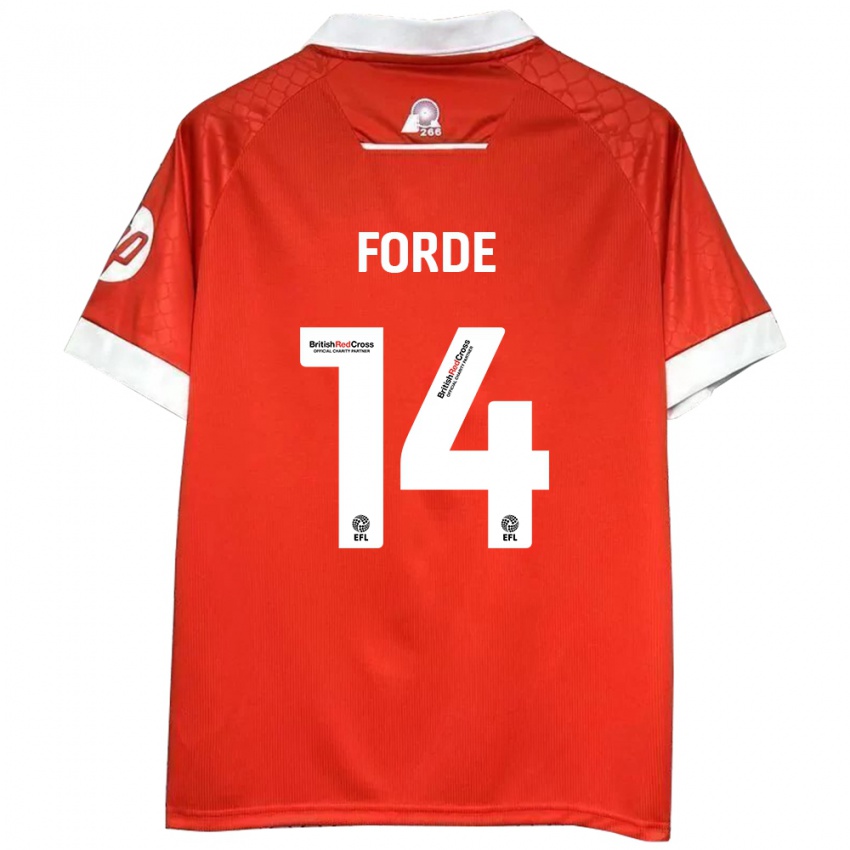 Enfant Maillot Anthony Forde #14 Rouge Blanc Tenues Domicile 2024/25 T-Shirt Belgique