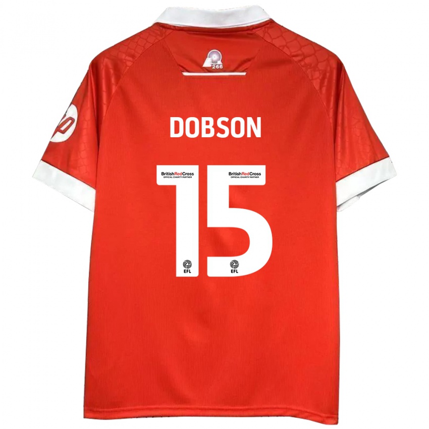 Enfant Maillot George Dobson #15 Rouge Blanc Tenues Domicile 2024/25 T-Shirt Belgique