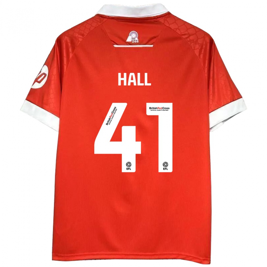 Enfant Maillot Liam Hall #41 Rouge Blanc Tenues Domicile 2024/25 T-Shirt Belgique