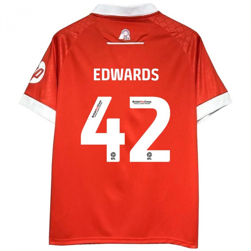 Enfant Maillot Callum Edwards #42 Rouge Blanc Tenues Domicile 2024/25 T-Shirt Belgique