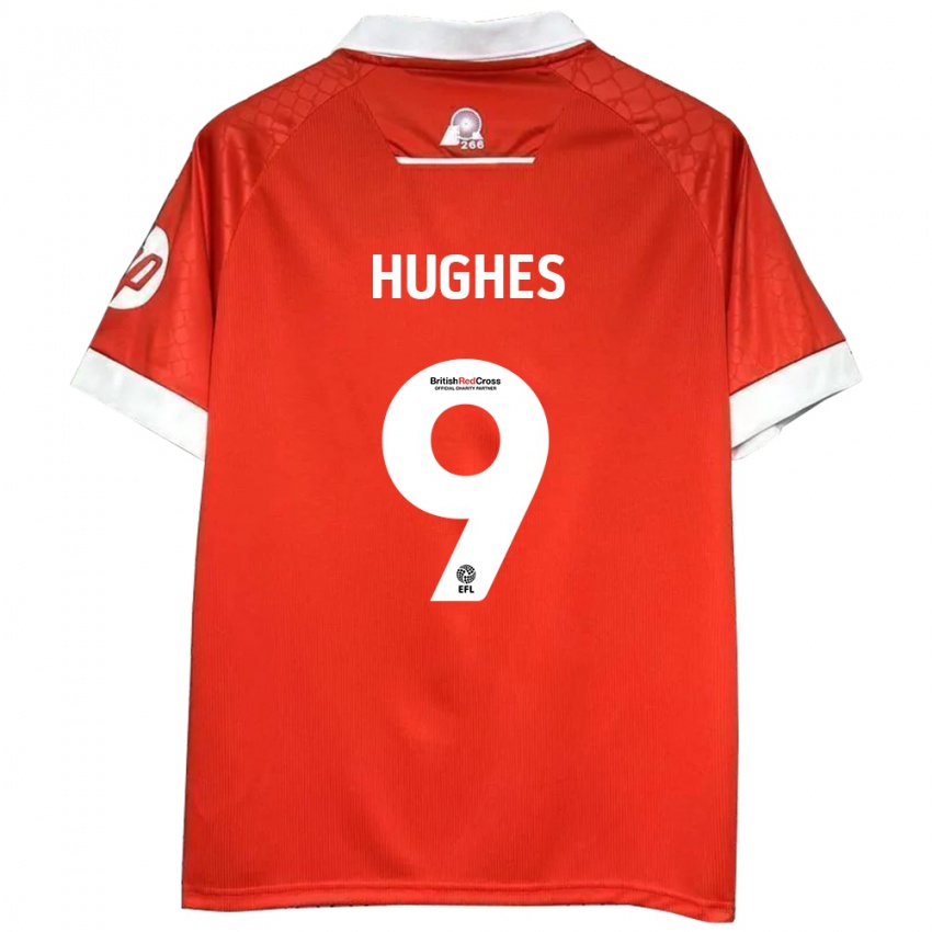 Enfant Maillot Rosie Hughes #9 Rouge Blanc Tenues Domicile 2024/25 T-Shirt Belgique