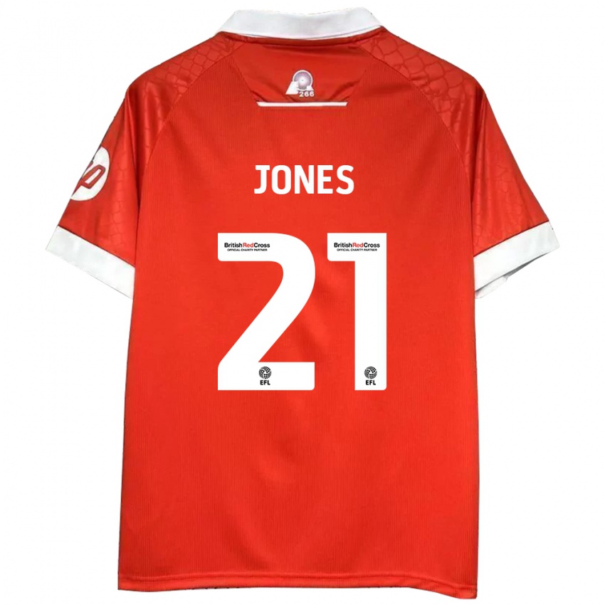 Enfant Maillot Lili Jones #21 Rouge Blanc Tenues Domicile 2024/25 T-Shirt Belgique