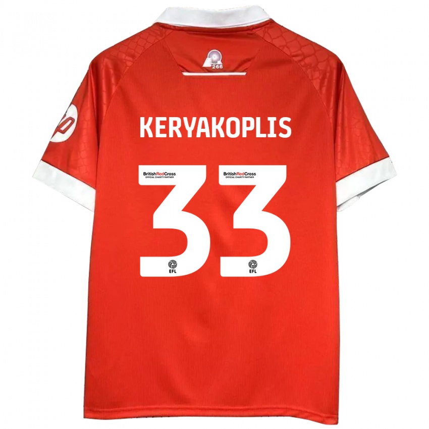 Enfant Maillot Hannah Keryakoplis #33 Rouge Blanc Tenues Domicile 2024/25 T-Shirt Belgique