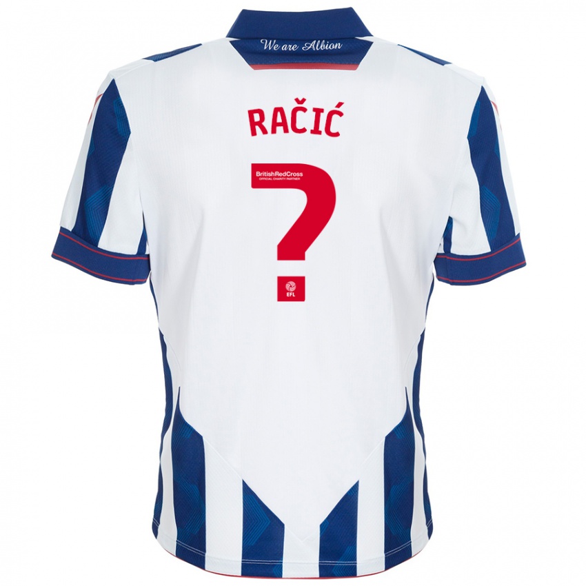 Kinderen Uroš Račić #0 Wit Donkerblauw Thuisshirt Thuistenue 2024/25 T-Shirt België