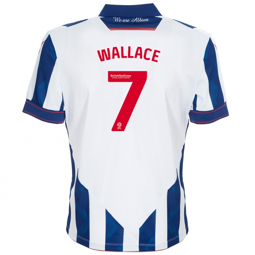 Kinder Jed Wallace #7 Weiß Dunkelblau Heimtrikot Trikot 2024/25 T-Shirt Belgien