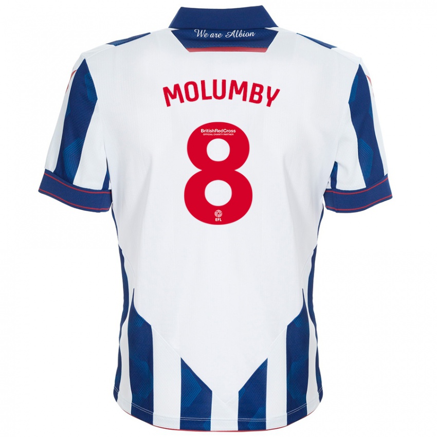 Kinderen Jayson Molumby #8 Wit Donkerblauw Thuisshirt Thuistenue 2024/25 T-Shirt België