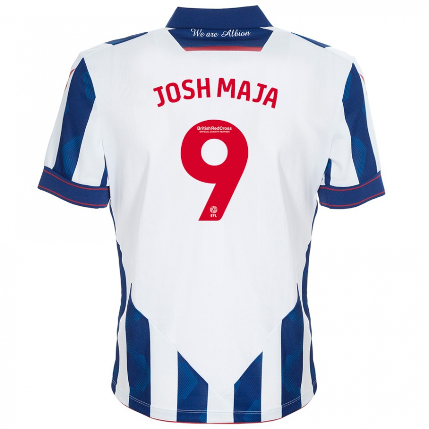 Kinder Josh Maja #9 Weiß Dunkelblau Heimtrikot Trikot 2024/25 T-Shirt Belgien