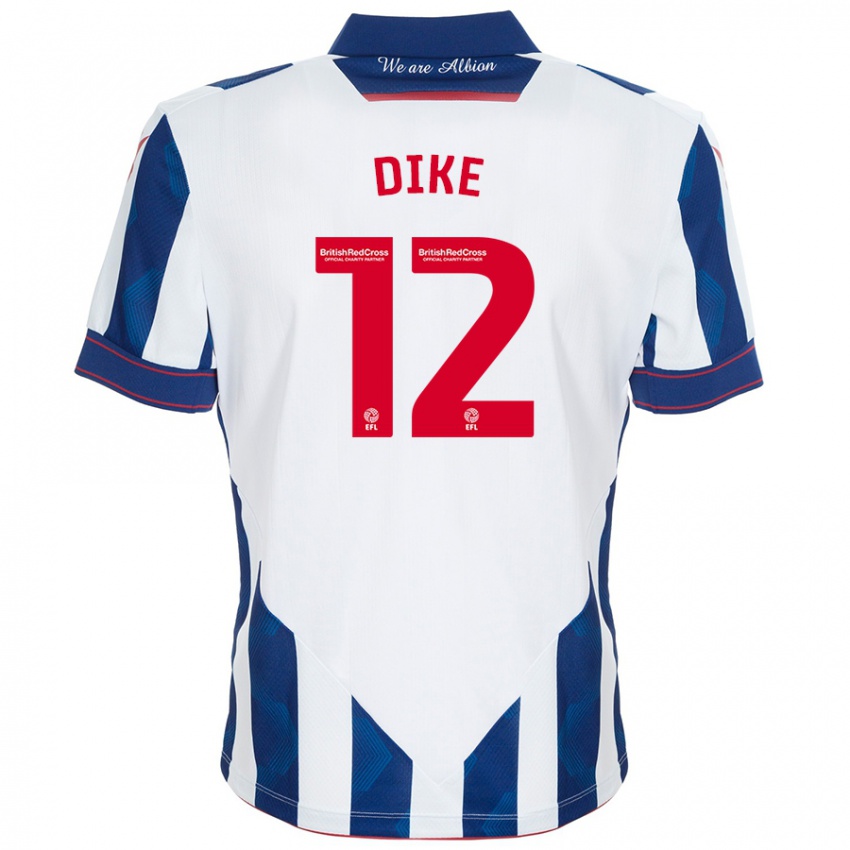 Kinder Daryl Dike #12 Weiß Dunkelblau Heimtrikot Trikot 2024/25 T-Shirt Belgien