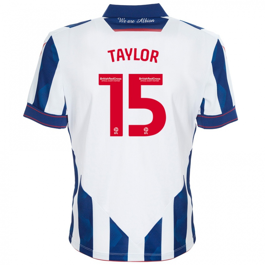 Kinderen Caleb Taylor #15 Wit Donkerblauw Thuisshirt Thuistenue 2024/25 T-Shirt België