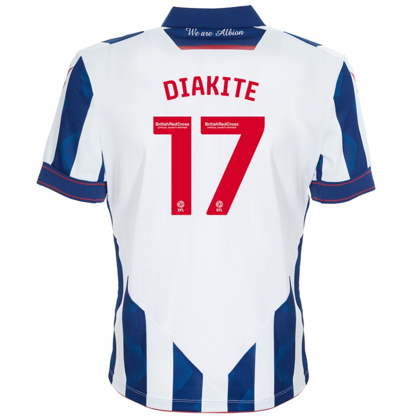 Kinderen Ousmane Diakité #17 Wit Donkerblauw Thuisshirt Thuistenue 2024/25 T-Shirt België