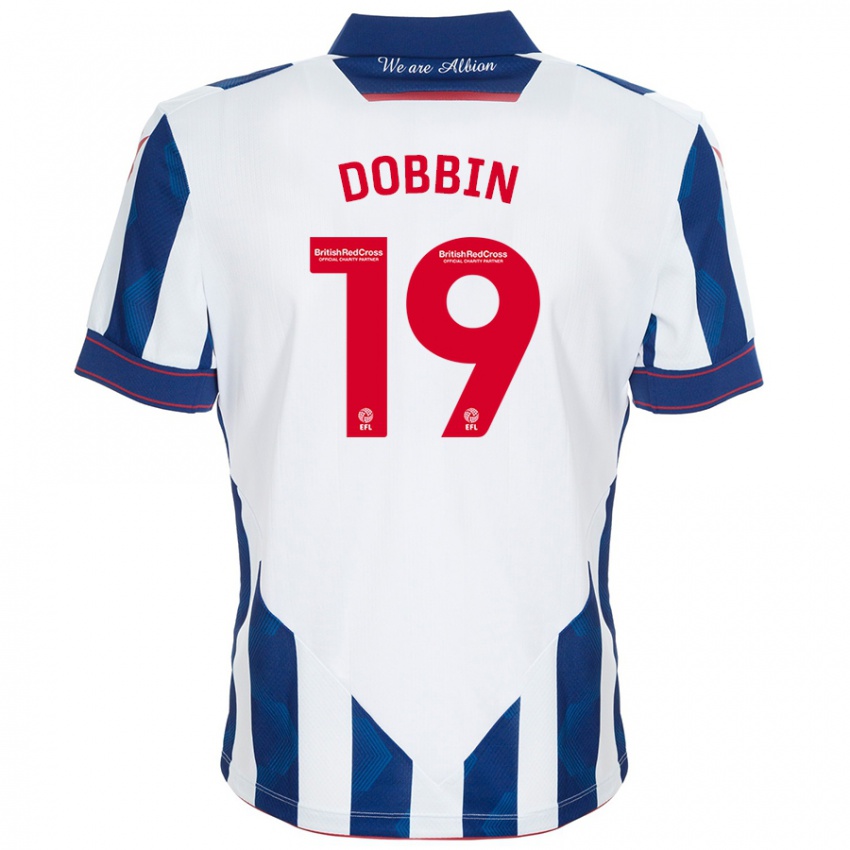 Kinderen Lewis Dobbin #19 Wit Donkerblauw Thuisshirt Thuistenue 2024/25 T-Shirt België