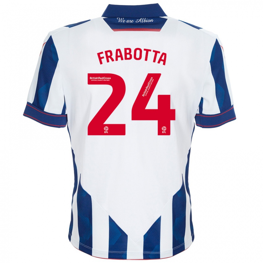 Kinderen Gianluca Frabotta #24 Wit Donkerblauw Thuisshirt Thuistenue 2024/25 T-Shirt België