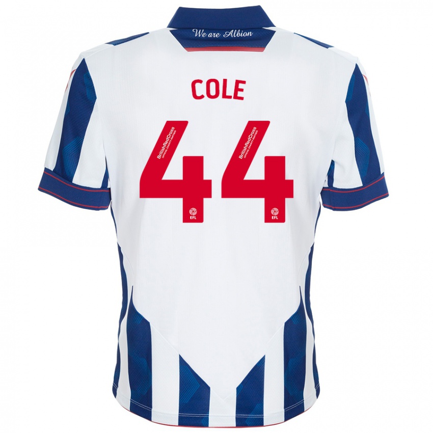 Kinderen Devante Cole #44 Wit Donkerblauw Thuisshirt Thuistenue 2024/25 T-Shirt België