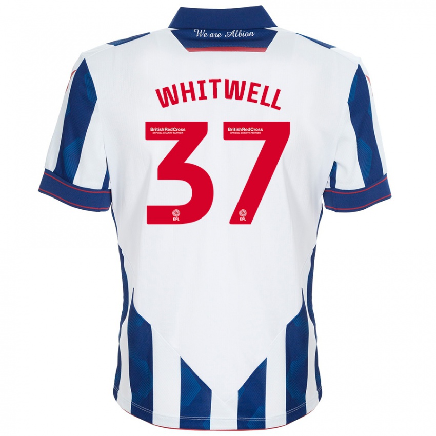 Kinderen Harry Whitwell #37 Wit Donkerblauw Thuisshirt Thuistenue 2024/25 T-Shirt België