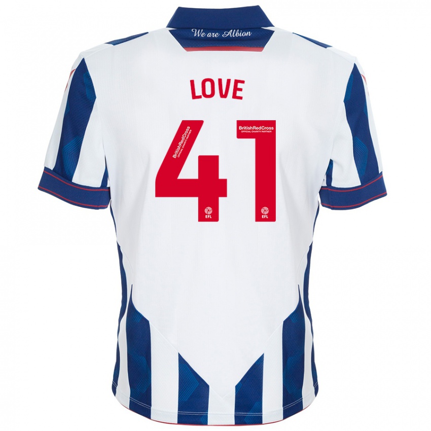 Kinderen Layton Love #41 Wit Donkerblauw Thuisshirt Thuistenue 2024/25 T-Shirt België