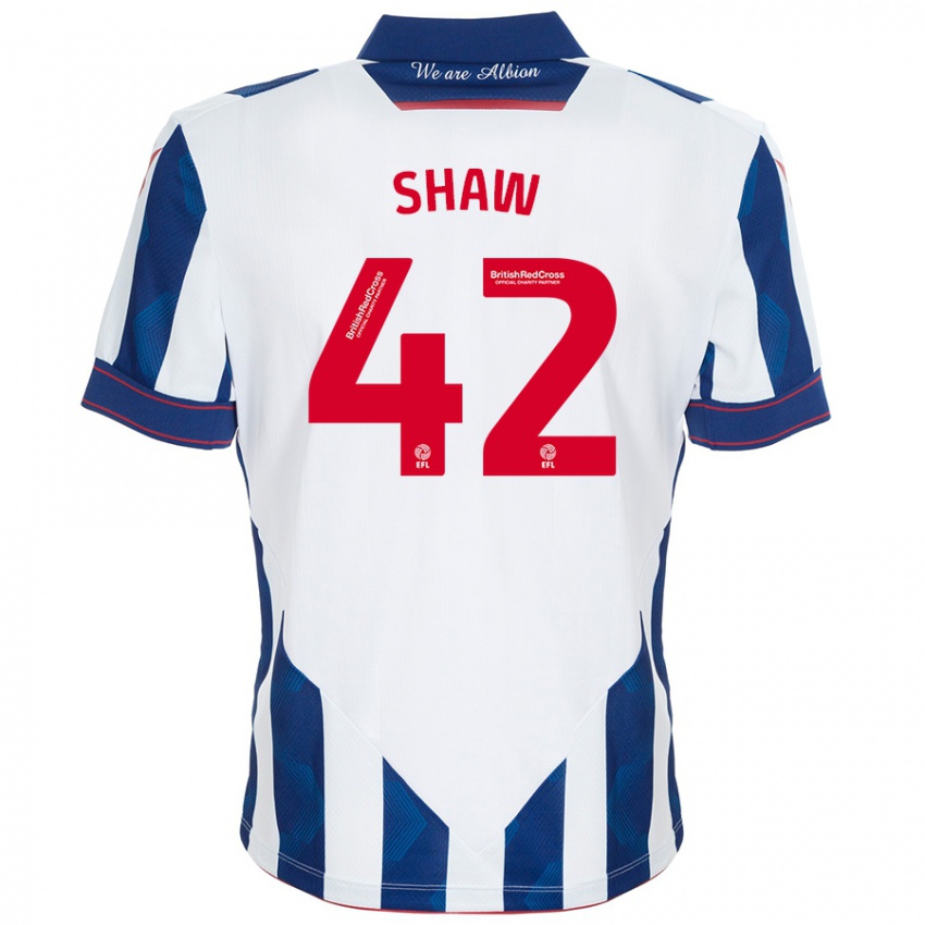 Kinder Josh Shaw #42 Weiß Dunkelblau Heimtrikot Trikot 2024/25 T-Shirt Belgien