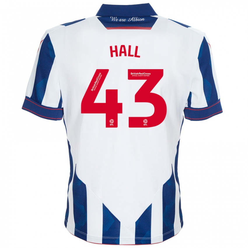 Kinder Reece Hall #43 Weiß Dunkelblau Heimtrikot Trikot 2024/25 T-Shirt Belgien