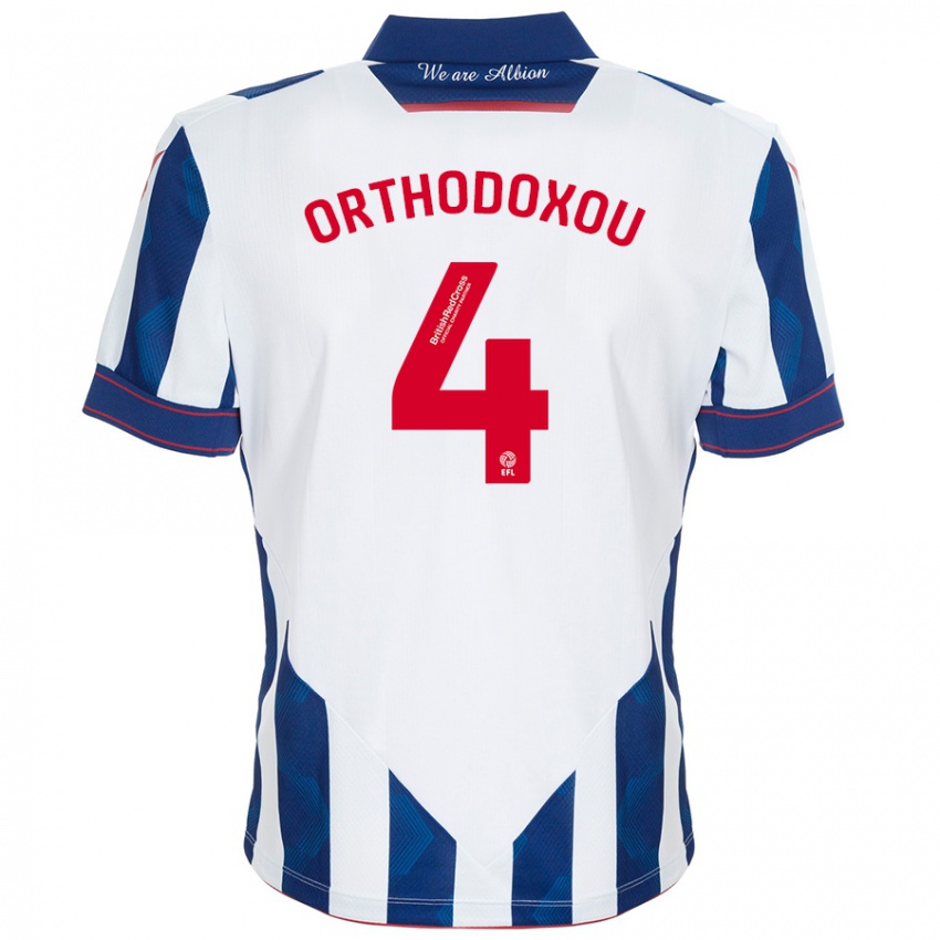 Kinderen Francesca Orthodoxou #4 Wit Donkerblauw Thuisshirt Thuistenue 2024/25 T-Shirt België