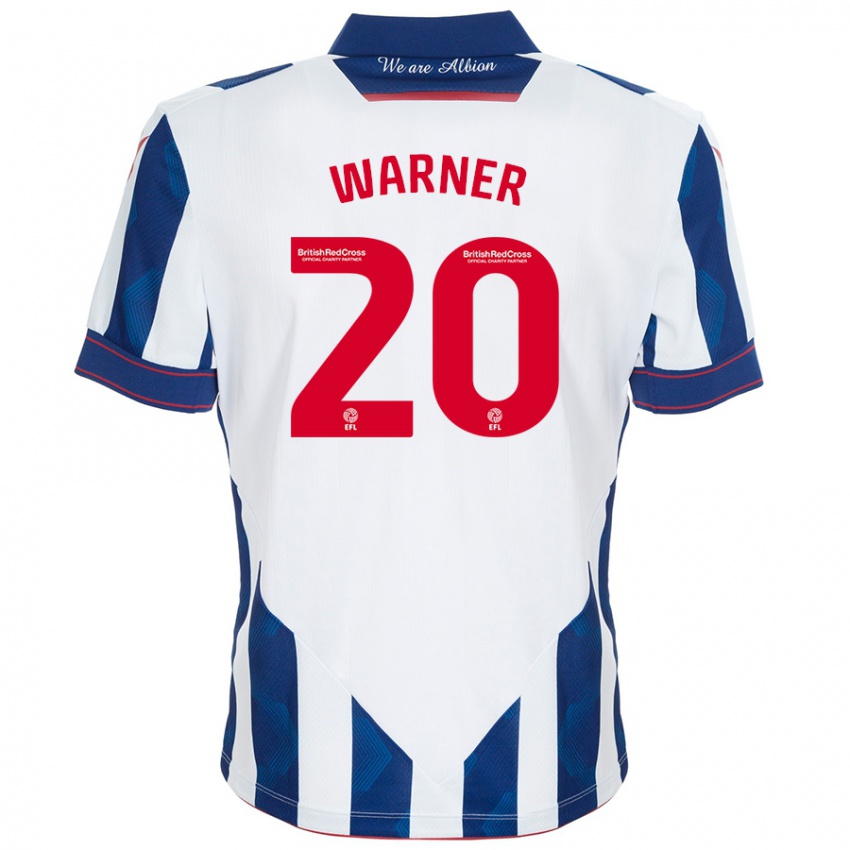 Kinderen Phoebe Warner #20 Wit Donkerblauw Thuisshirt Thuistenue 2024/25 T-Shirt België