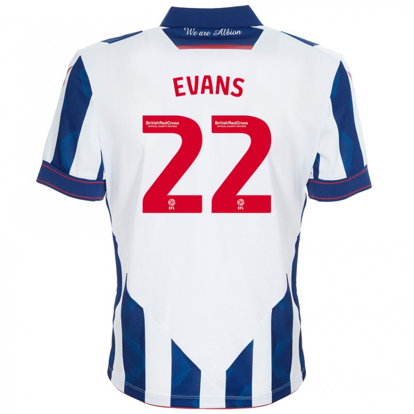 Kinderen Kate Evans #22 Wit Donkerblauw Thuisshirt Thuistenue 2024/25 T-Shirt België