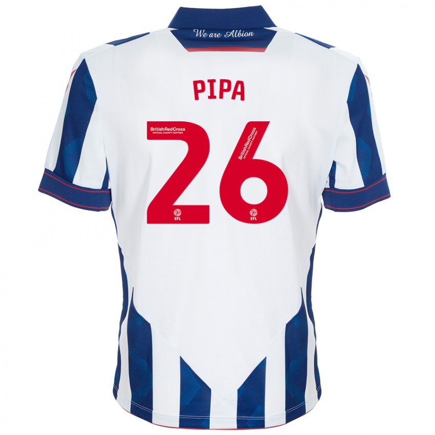 Kinderen Pipa #26 Wit Donkerblauw Thuisshirt Thuistenue 2024/25 T-Shirt België