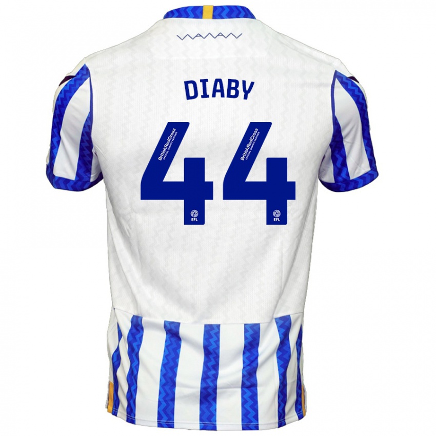 Enfant Maillot Momo Diaby #44 Bleu Blanc Tenues Domicile 2024/25 T-Shirt Belgique