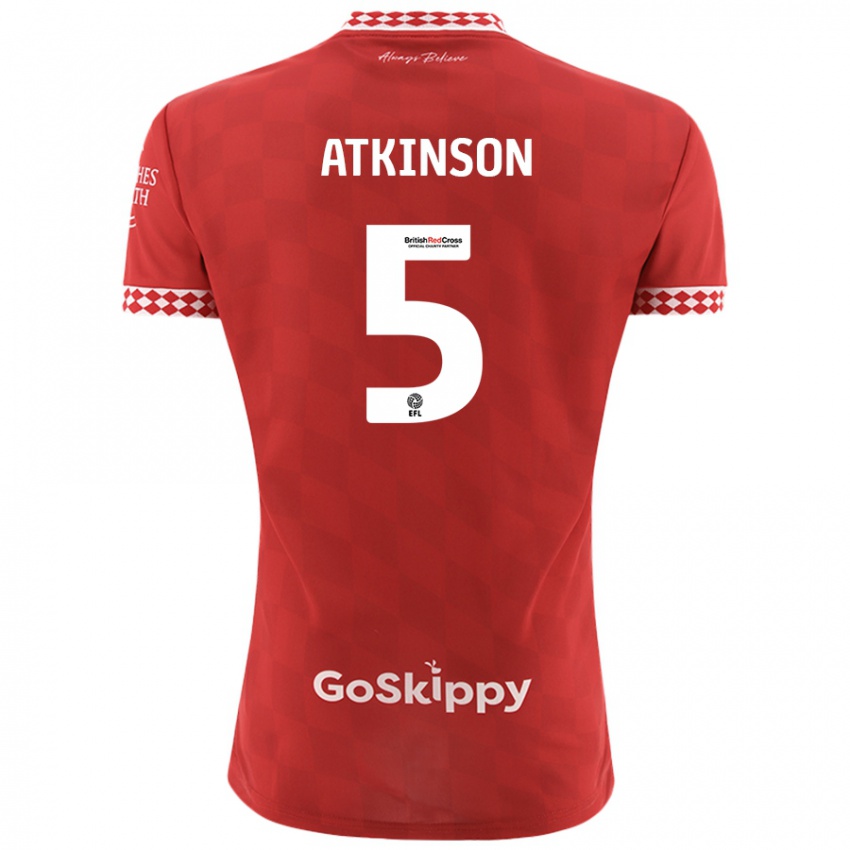 Kinderen Rob Atkinson #5 Rood Thuisshirt Thuistenue 2024/25 T-Shirt België