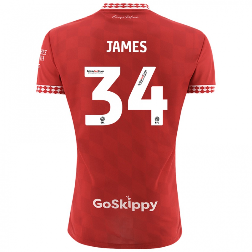 Kinderen Joseph James #34 Rood Thuisshirt Thuistenue 2024/25 T-Shirt België