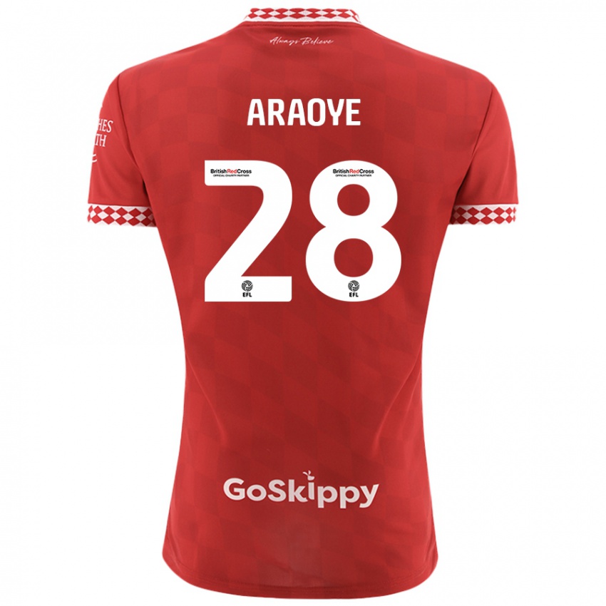 Kinderen Raphael Araoye #28 Rood Thuisshirt Thuistenue 2024/25 T-Shirt België